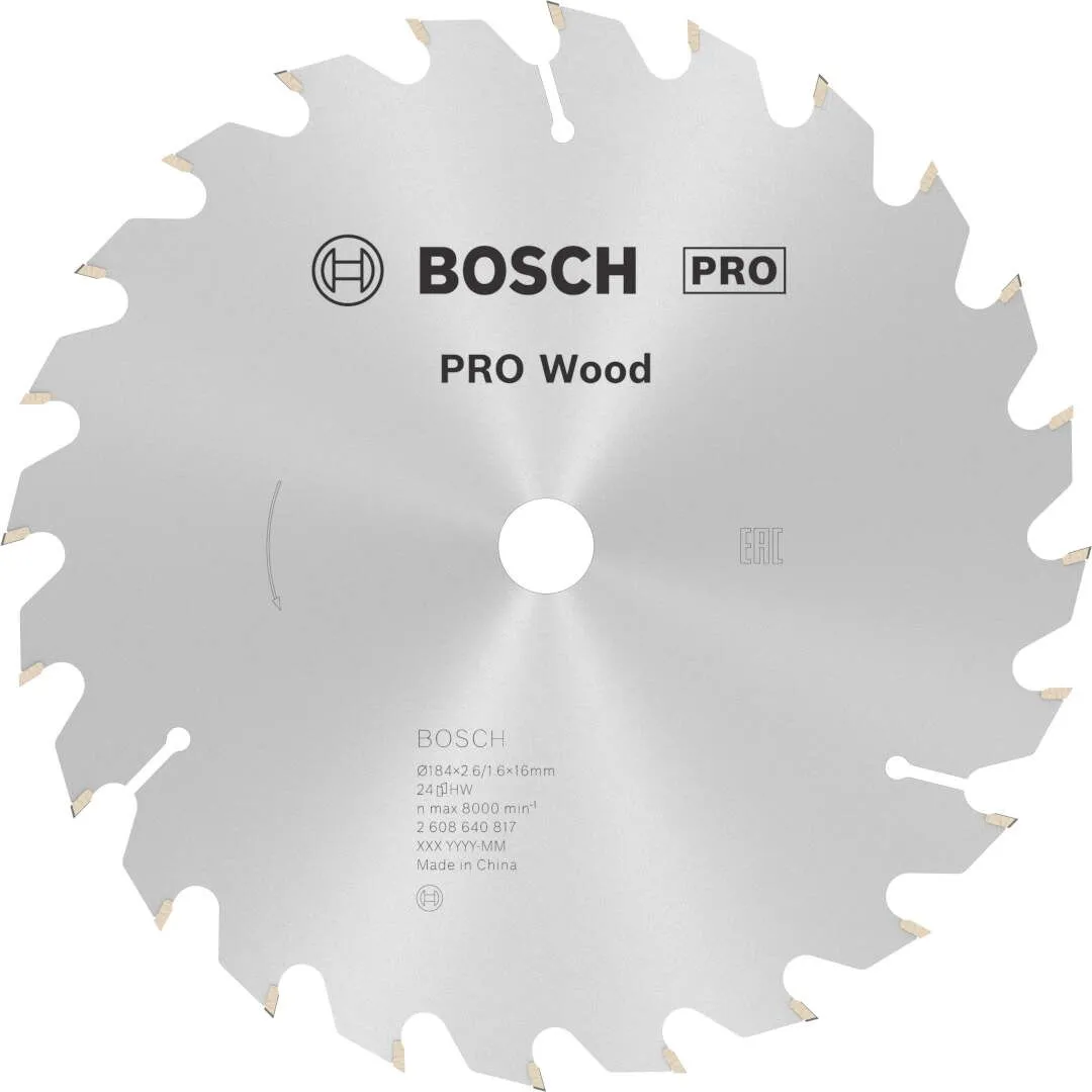 Bosch PRO Wood list kružne testere 184x2.6x16 mm 24z ATB max 8.000 o/min (2608640817)