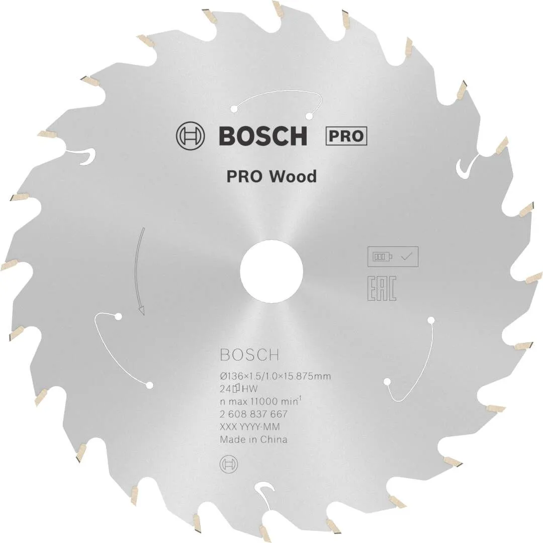 Bosch PRO Wood list za akumulatorsku kružnu testeru 136x1.5x15.875 mm 24z ATB max 11.000 o/min (2608837667)