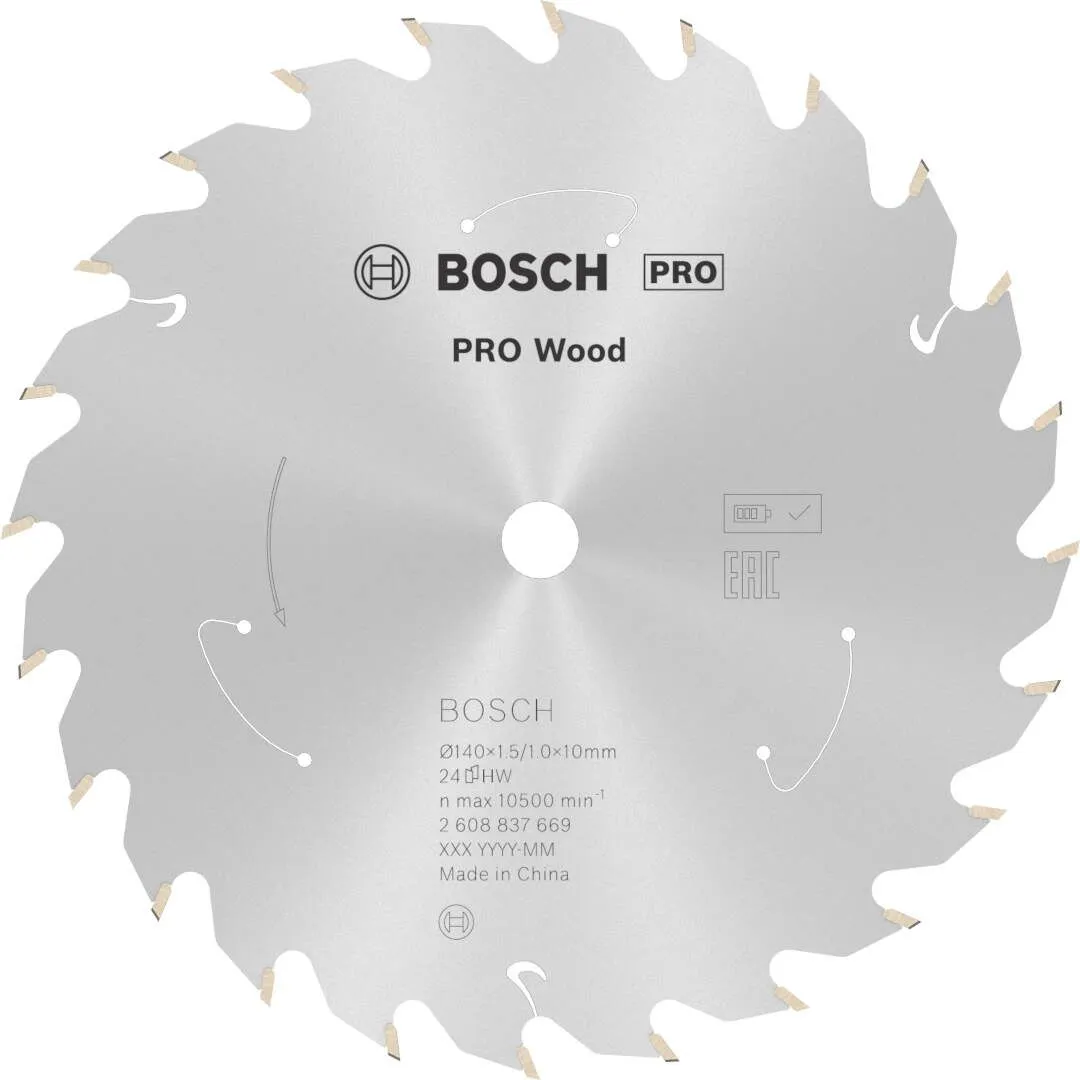 Bosch PRO Wood list za akumulatorsku kružnu testeru 140x1.5x10 mm 24z ATB max 10.500 o/min (2608837669)