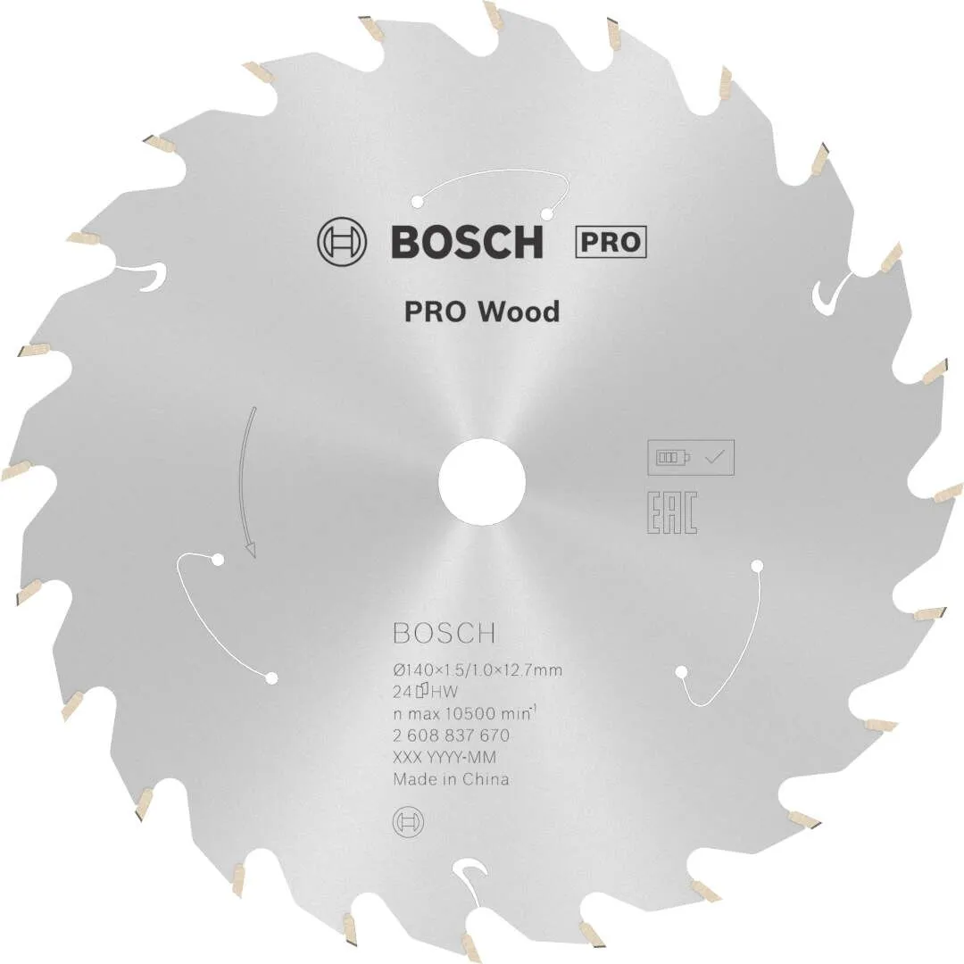Bosch PRO Wood list za akumulatorsku kružnu testeru 140x1.5x12.7 mm 24z ATB max 10.500 o/min (2608837670)