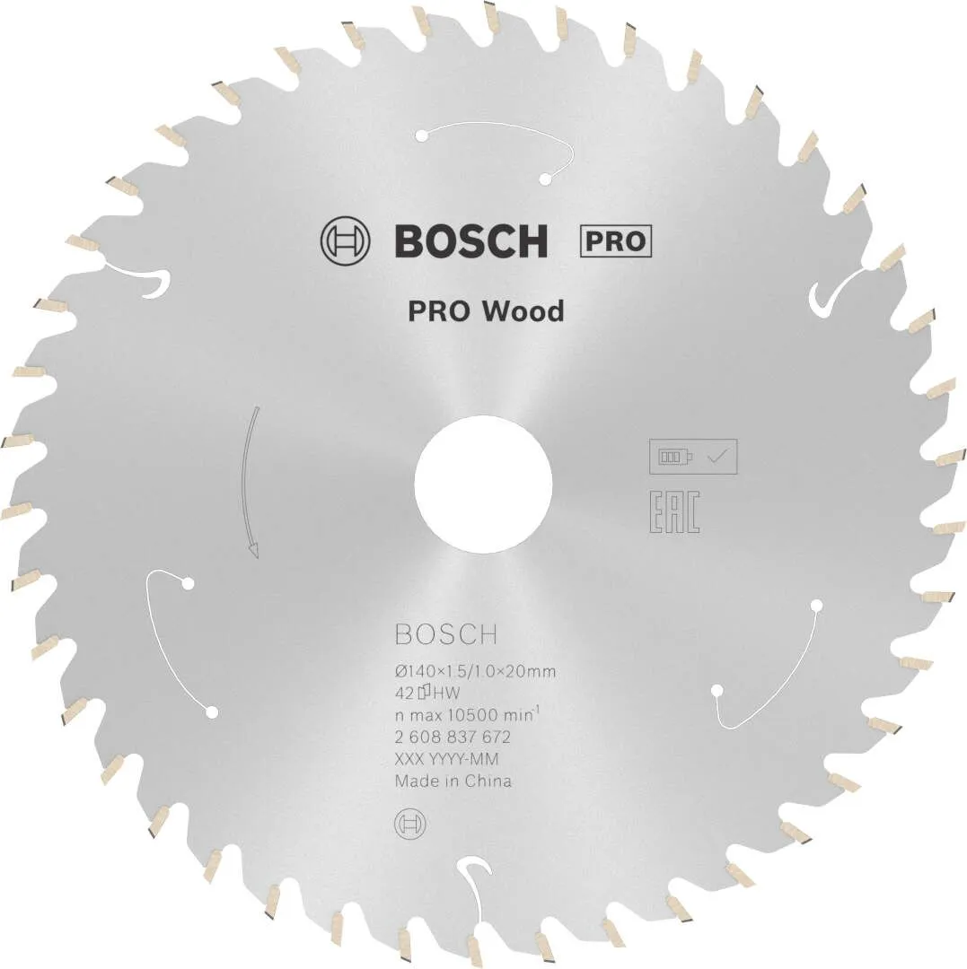 Bosch PRO Wood list za akumulatorsku kružnu testeru 140x1.5x20 mm 42z ATB max 10.500 o/min (2608837672)
