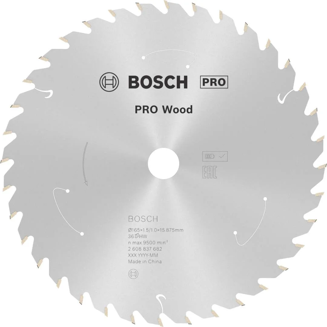 Bosch PRO Wood list za akumulatorsku kružnu testeru 165x1.5x15.875 mm 36z ATB max 9.500 o/min (2608837682)