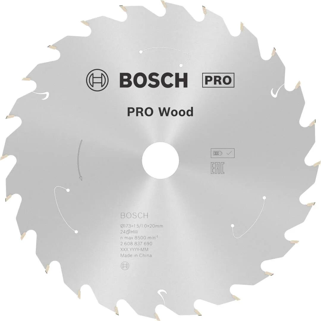 Bosch PRO Wood list za akumulatorsku kružnu testeru 173x1.5x20 mm 24z ATB max 8.500 o/min (2608837690)