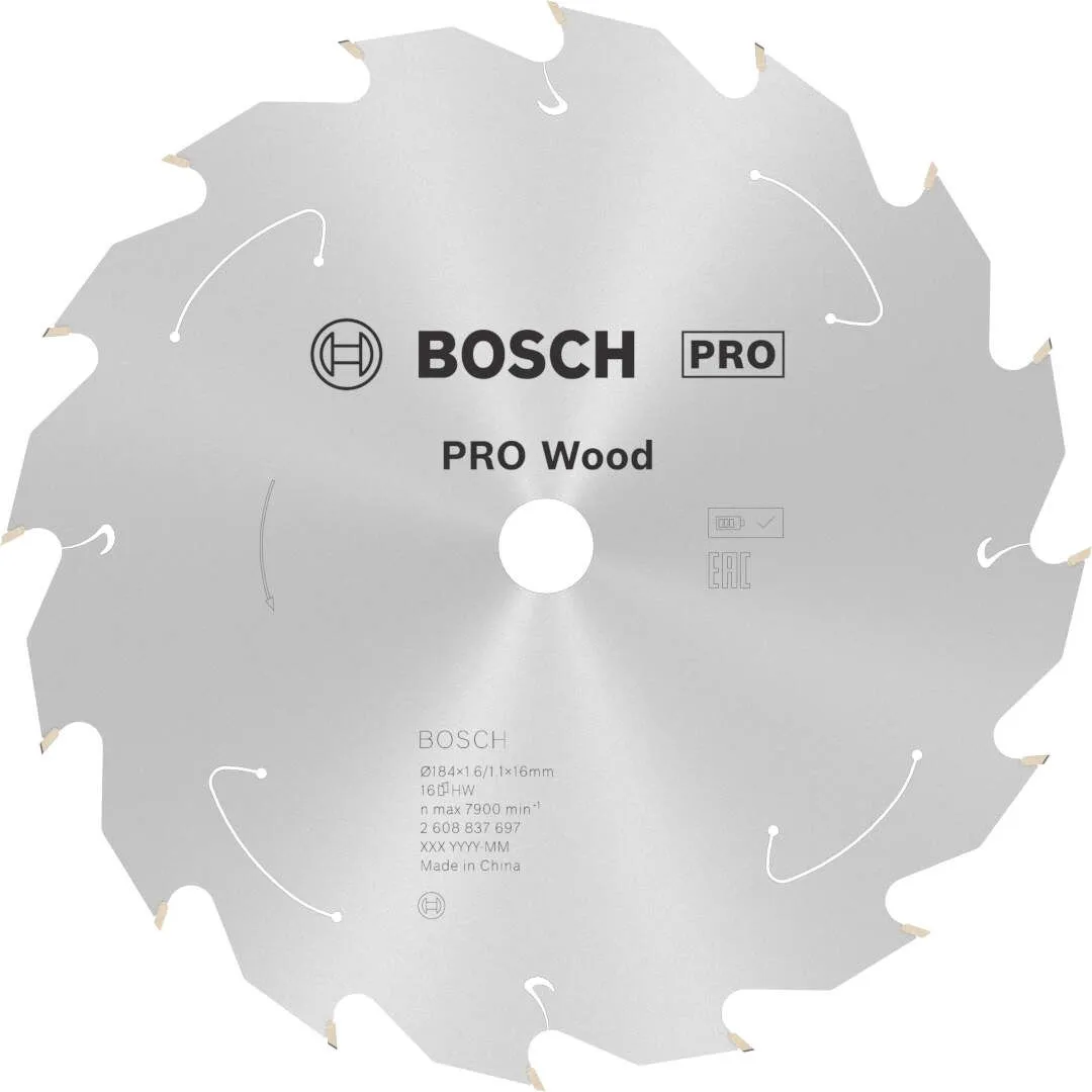 Bosch PRO Wood list za akumulatorsku kružnu testeru 184x1.6x16 mm 16z ATB max 7.900 o/min (2608837697)