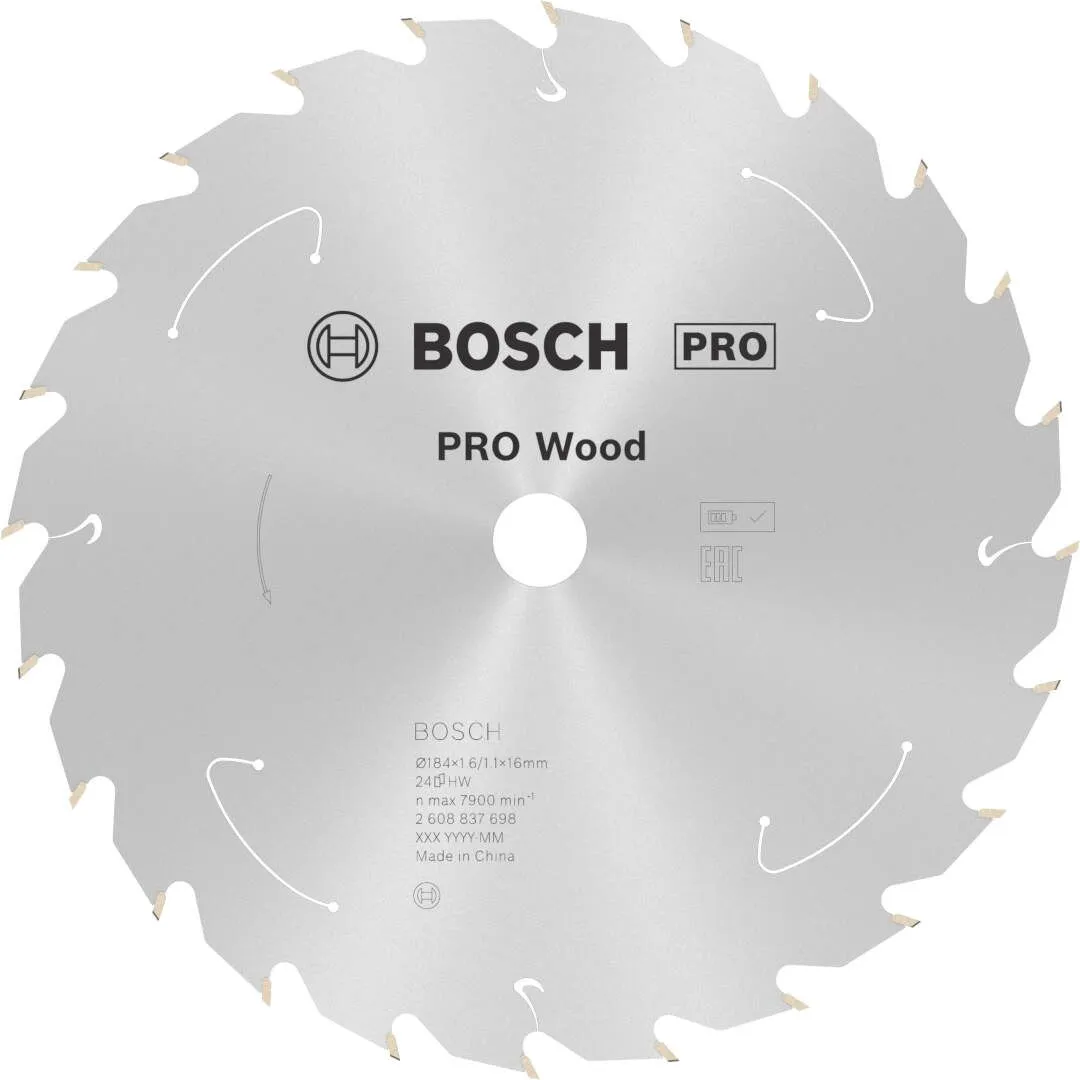 Bosch PRO Wood list za akumulatorsku kružnu testeru 184x1.6x16 mm 24z ATB max 7.900 o/min 25/10 (2608837698)