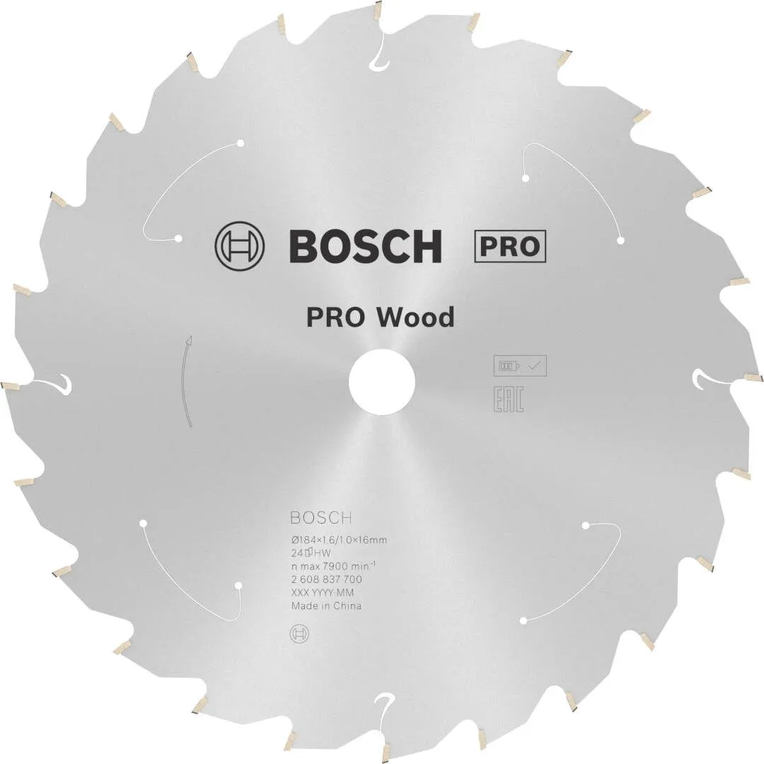 Bosch PRO Wood list za akumulatorsku kružnu testeru 184x1.6x16 mm 24z ATB max 7.900 o/min 5/15 (2608837700)