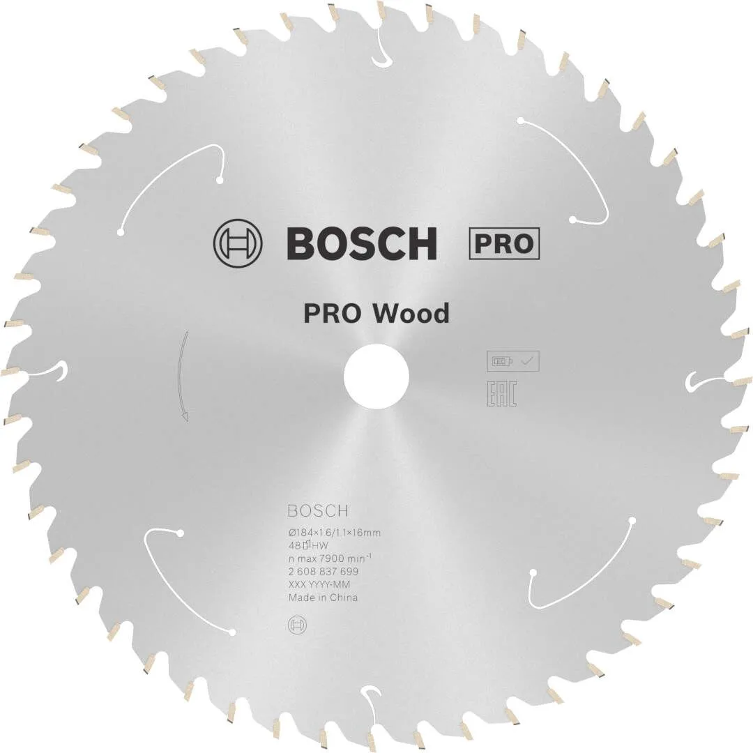 Bosch PRO Wood list za akumulatorsku kružnu testeru 184x1.6x16 mm 48z ATB max 7.900 o/min 10/15 (2608837699)