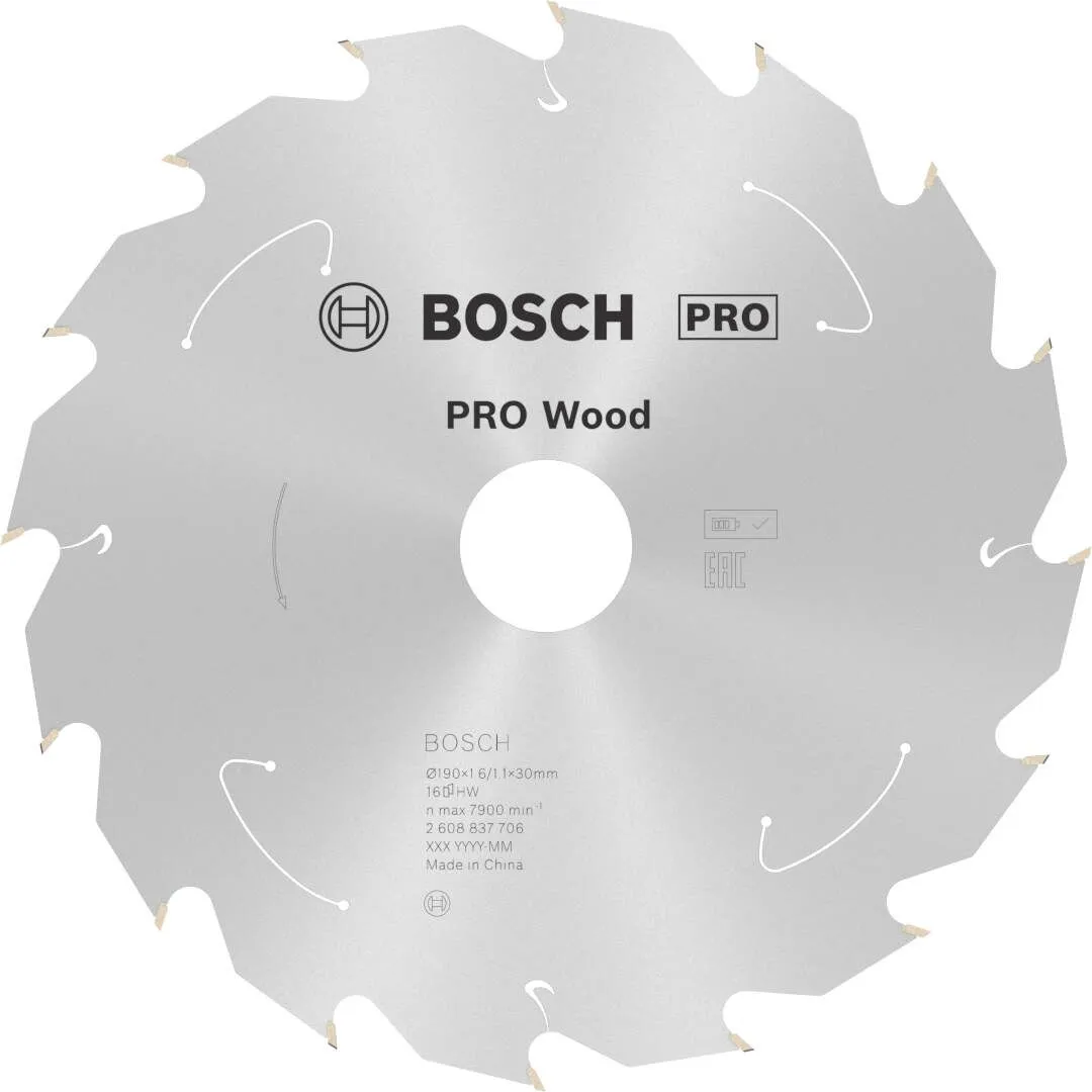 Bosch PRO Wood list za akumulatorsku kružnu testeru 190x1.6x30 mm 16z ATB max 7.900 o/min (2608837706)