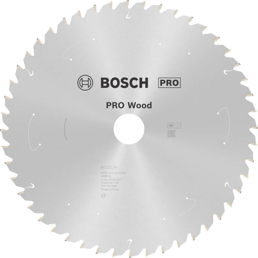Bosch PRO Wood list za akumulatorsku kružnu testeru 250x2.2x30 mm 48z ATB max 6.000 o/min (2608837728)
