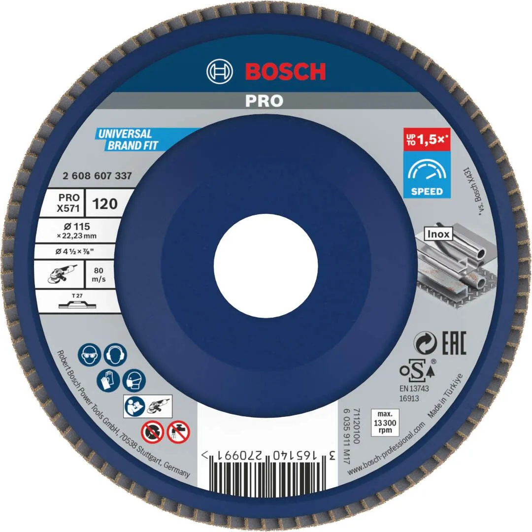 Bosch PRO X571 flap disk 115 mm G120 ravni T27 plastika oSa (2608607337)