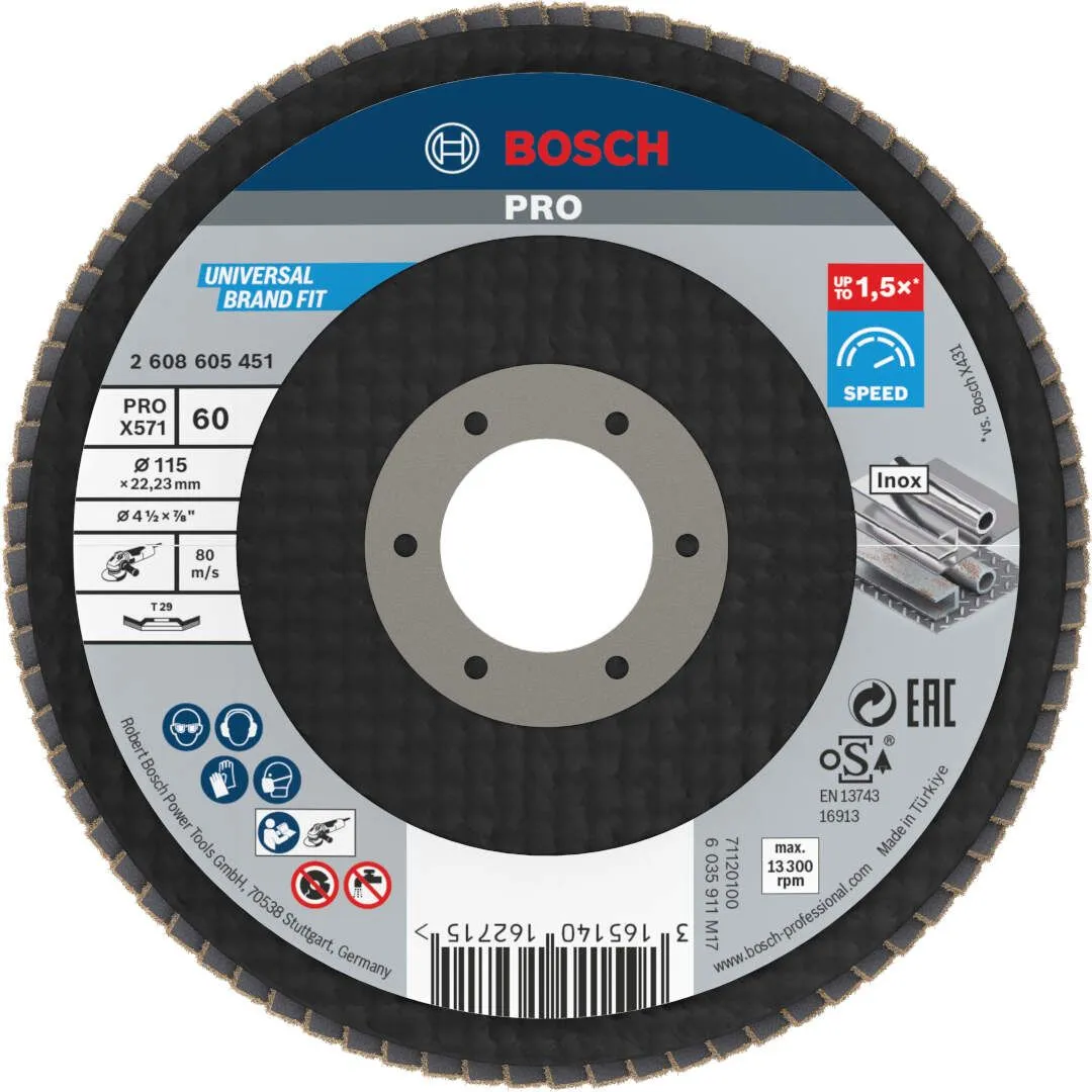 Bosch PRO X571 flap disk 115 mm G60 izvijeni T29 fiberglas oSa (2608605451)