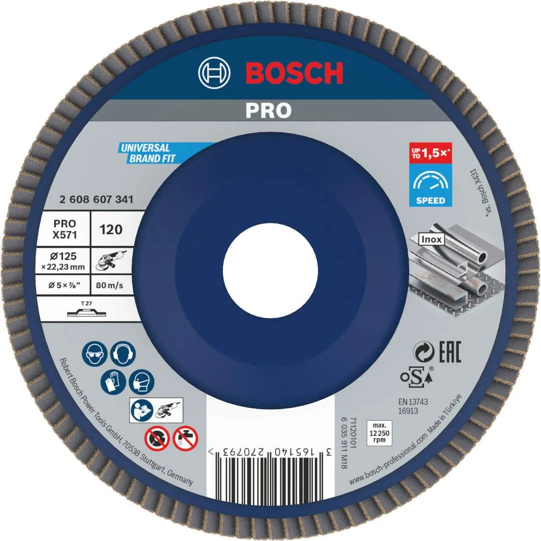 Bosch PRO X571 flap disk 125 mm G120 ravni T27 plastika oSa (2608607341)