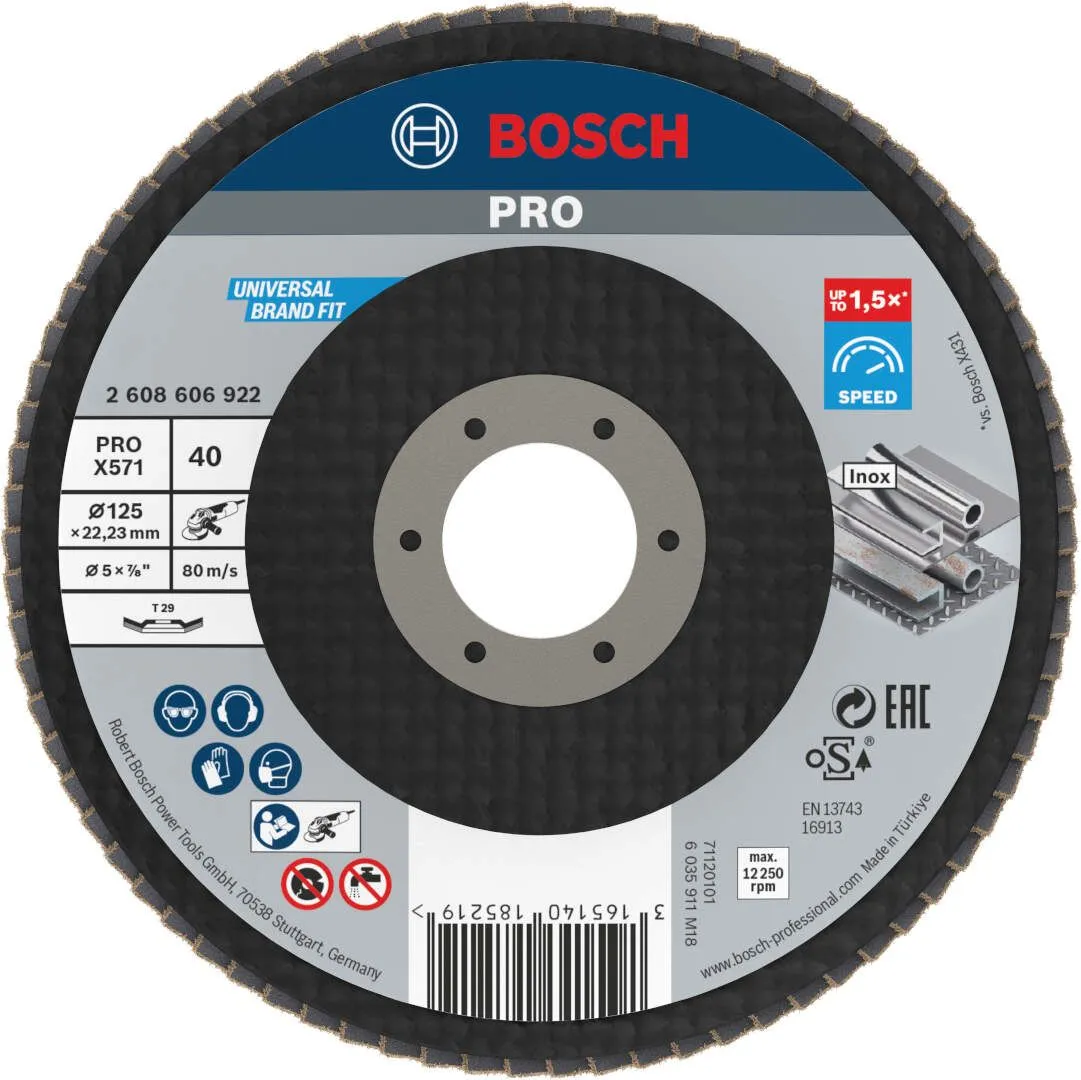 Bosch PRO X571 flap disk 125 mm G40 izvijeni T29 fiberglas oSa (2608606922)