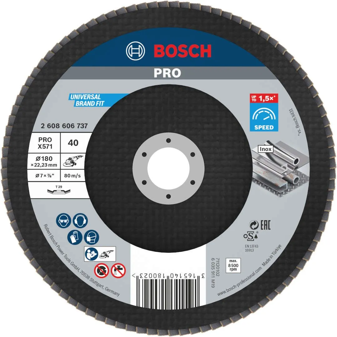 Bosch PRO X571 flap disk 180 mm G40 izvijeni T29 fiberglas oSa (2608606737)