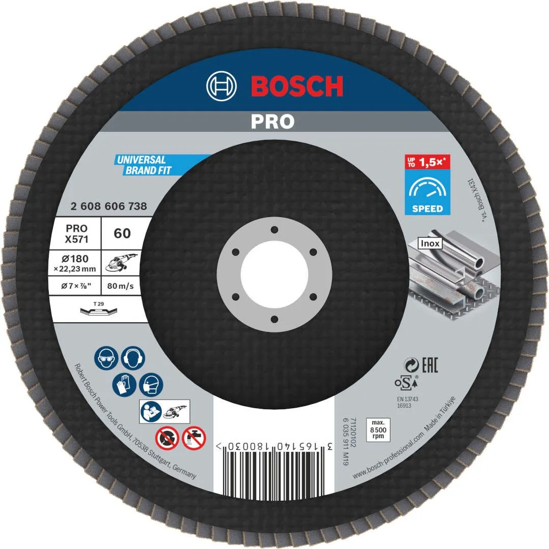 Bosch PRO X571 flap disk 180 mm G60 izvijeni T29 fiberglas oSa (2608606738)