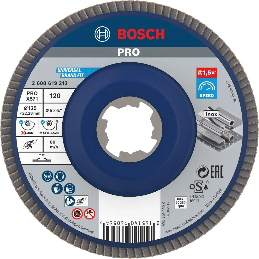 Bosch PRO X571 X-LOCK flap disk 125 mm G120 ravni T27 plastika oSa (2608619212)