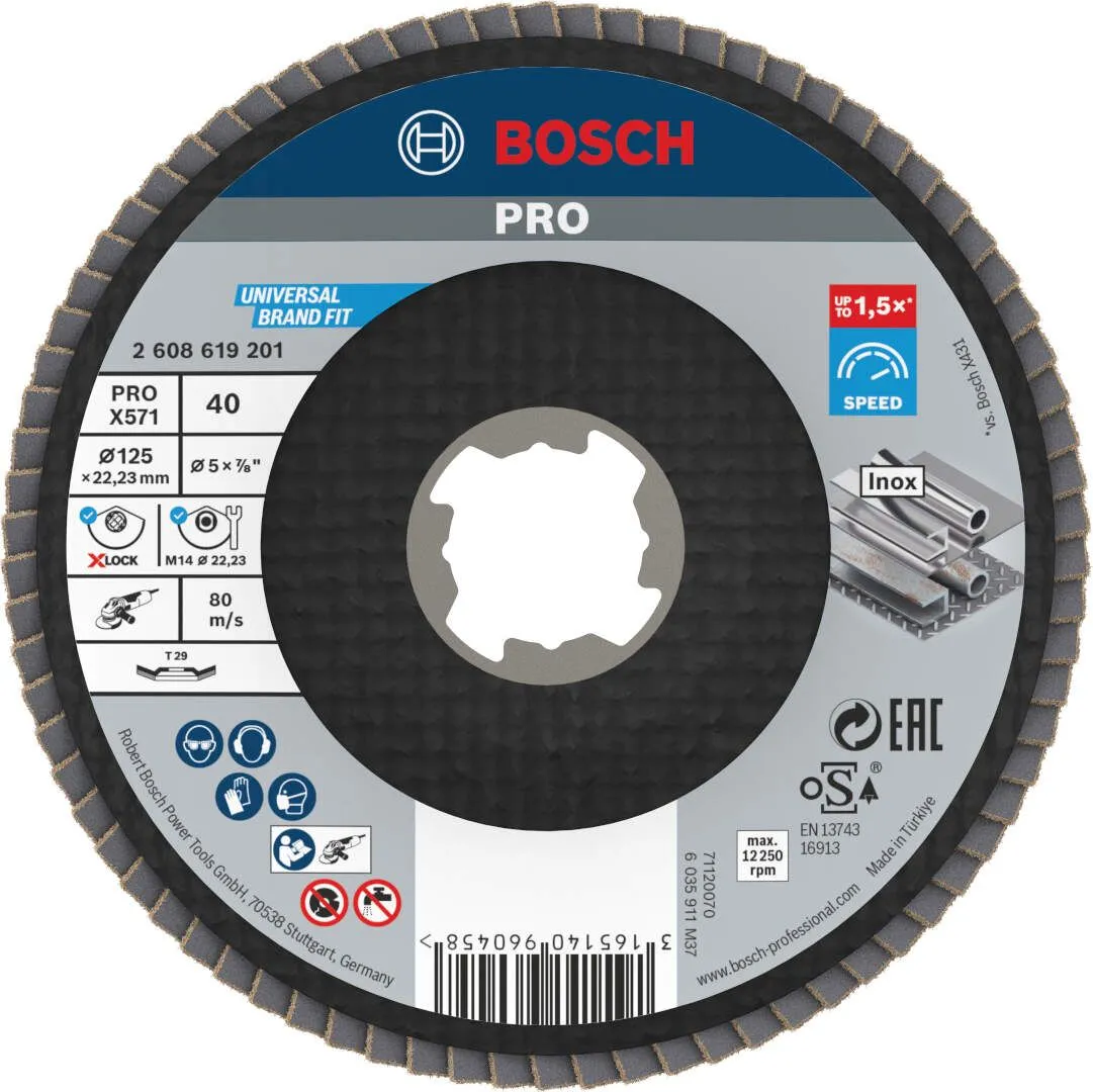 Bosch PRO X571 X-LOCK flap disk 125 mm G40 izvijeni T29 fiberglas oSa (2608619201)
