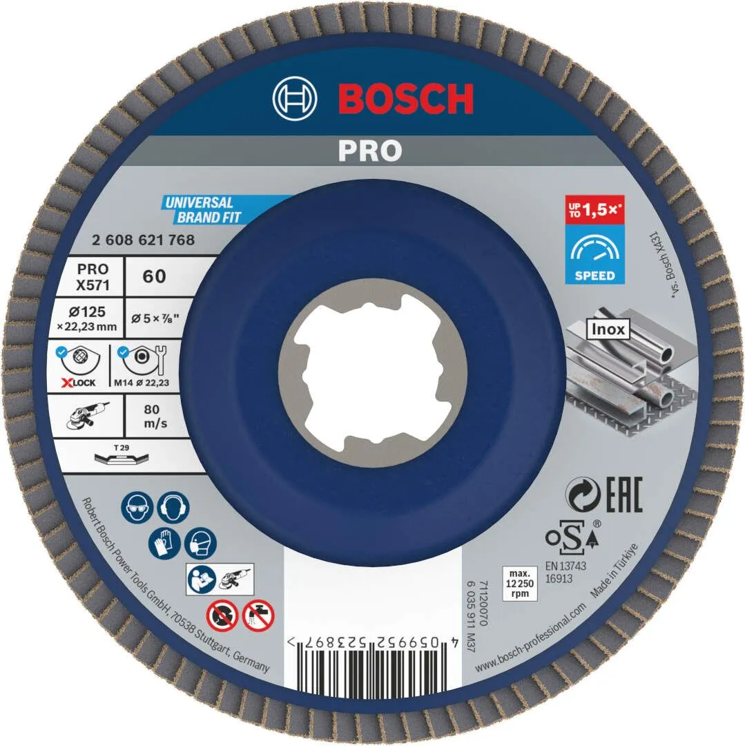 Bosch PRO X571 X-LOCK flap disk 125 mm G60 izvijeni T29 plastika oSa (2608621768)