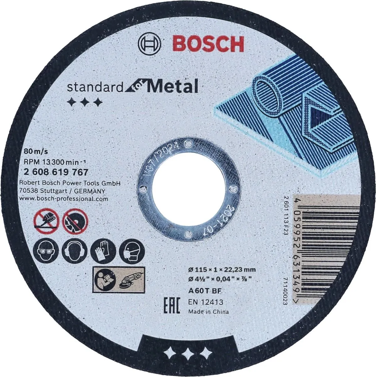 Bosch rezna ploča ravna Standard for Metal A 60 T BF, 115x22,23x1,0mm - 2608619767
