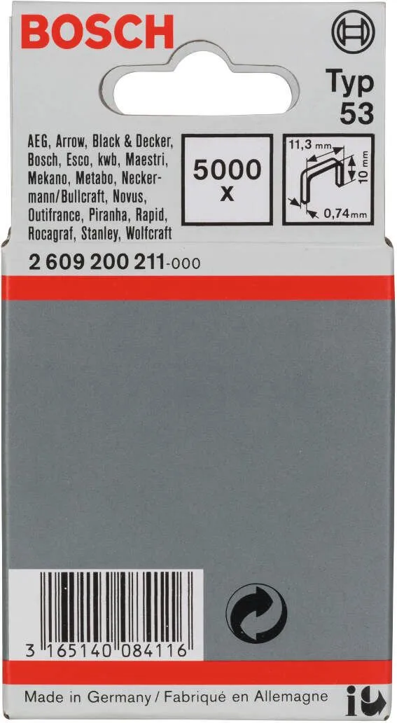 Bosch spajalica od tanke žice tip 53 11,4 x 0,74 x 10 mm 5000kom - 2609200211