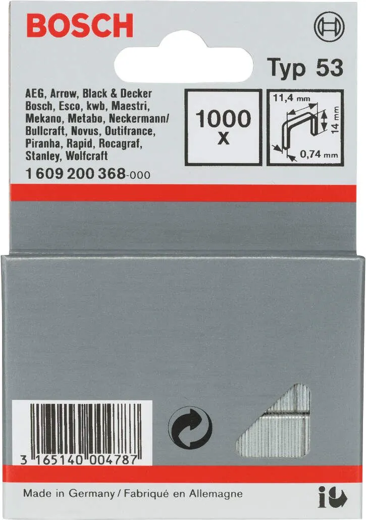 Bosch spajalica od tanke žice tip 53 11,4 x 0,74 x 14 mm 1000kom - 1609200368