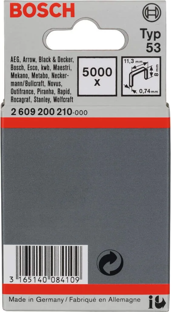 Bosch spajalica od tanke žice tip 53 11,4 x 0,74 x 8 mm 5000kom - 2609200210