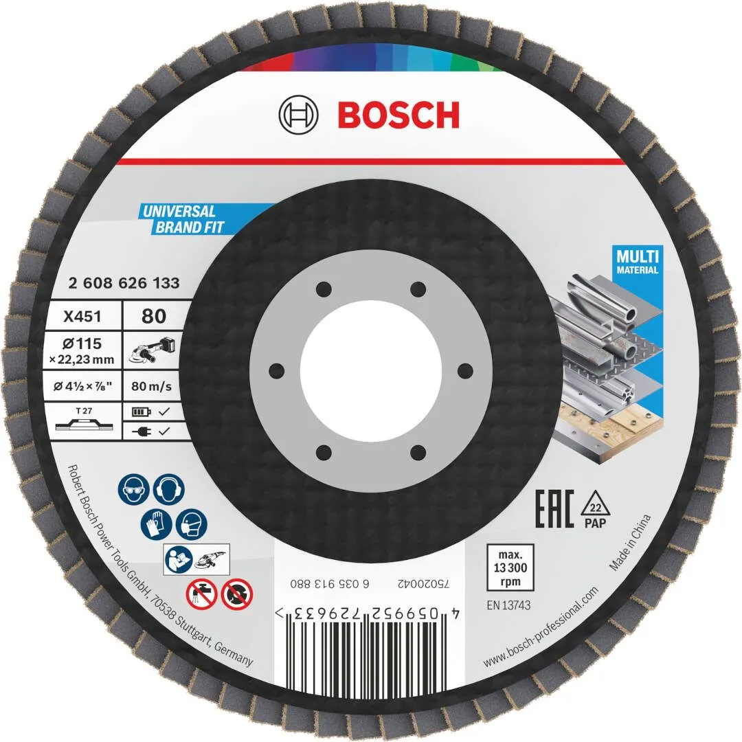 Bosch X451 lamelna brusna ploča, 115x22,23 mm, G80, T27 (2608626133)