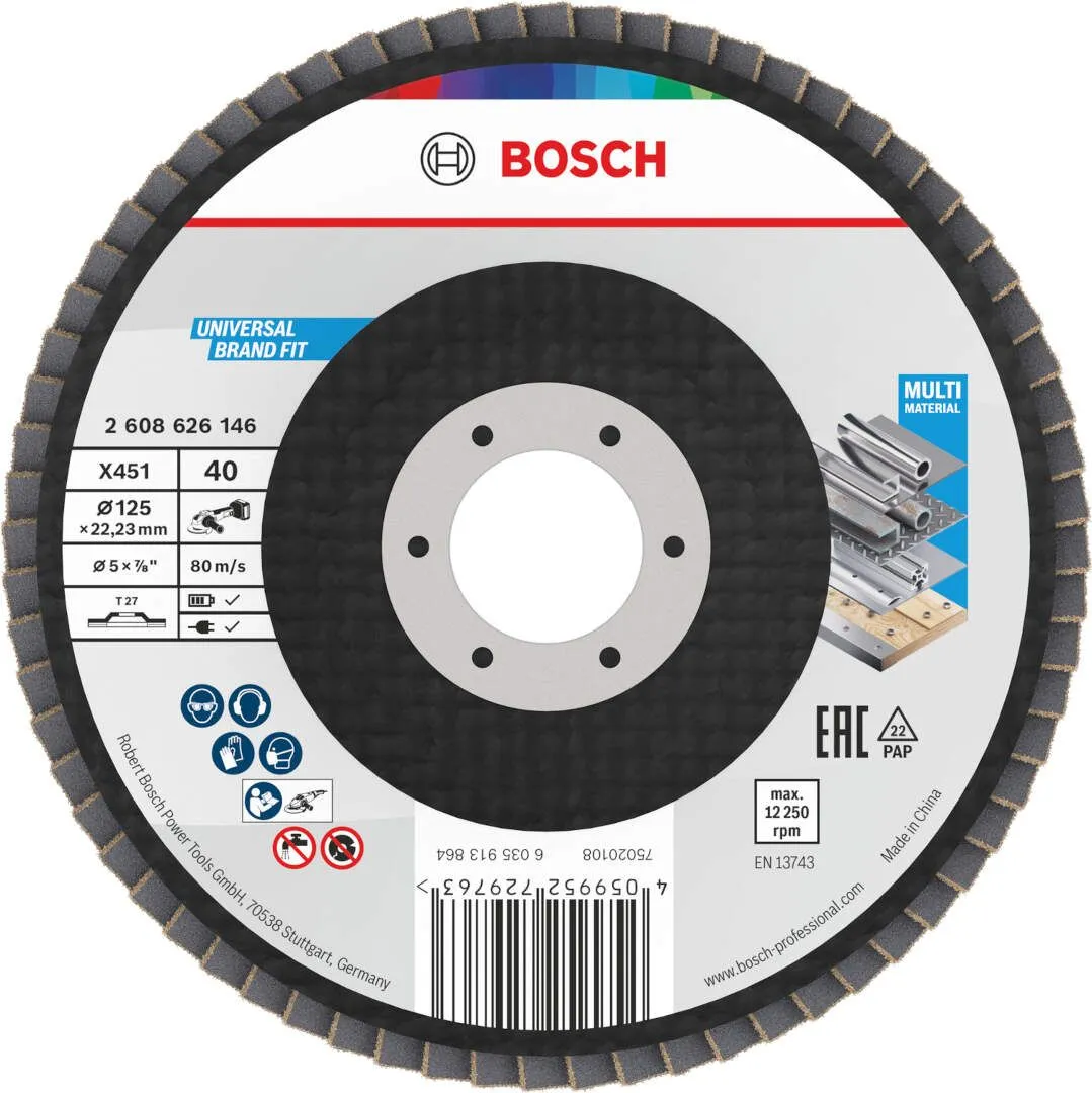 Bosch X451 lamelna brusna ploča, 125x22,23 mm, G40, T27, 15 delova (2608626179)