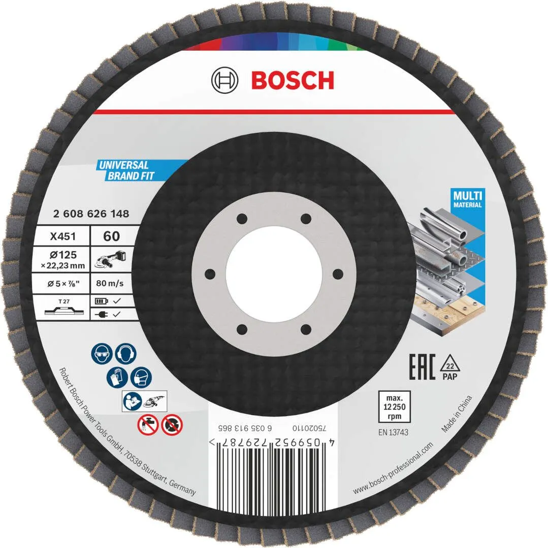 Bosch X451 lamelna brusna ploča, 125x22,23 mm, G60, T27, 15 delova (2608626180)