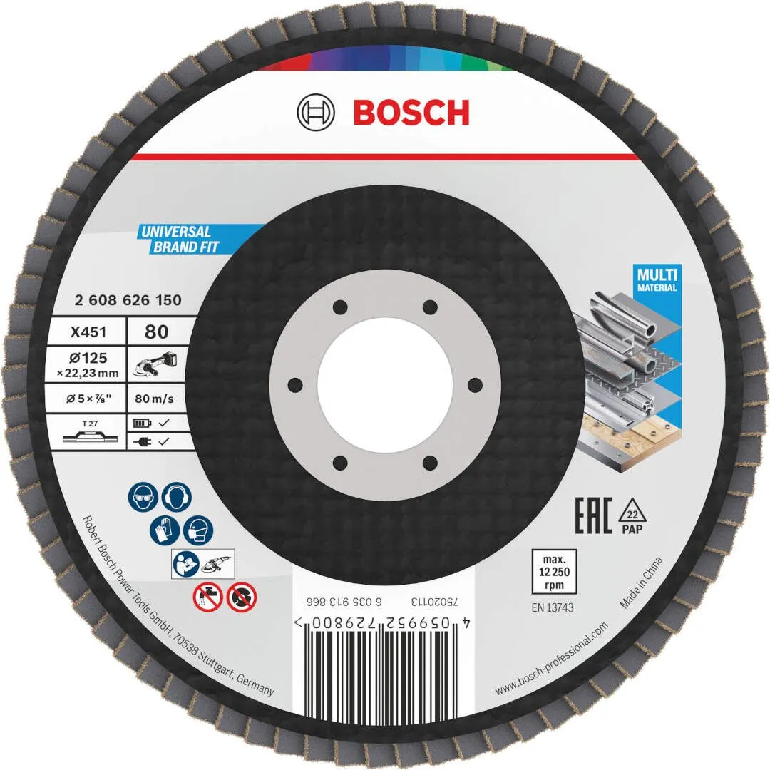 Bosch X451 lamelna brusna ploča, 125x22,23 mm, G80, T27, 15 delova (2608626181)