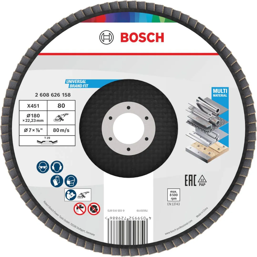 Bosch X451 lamelna brusna ploča, 180x22,23 mm, G80, T29 (2608626158)