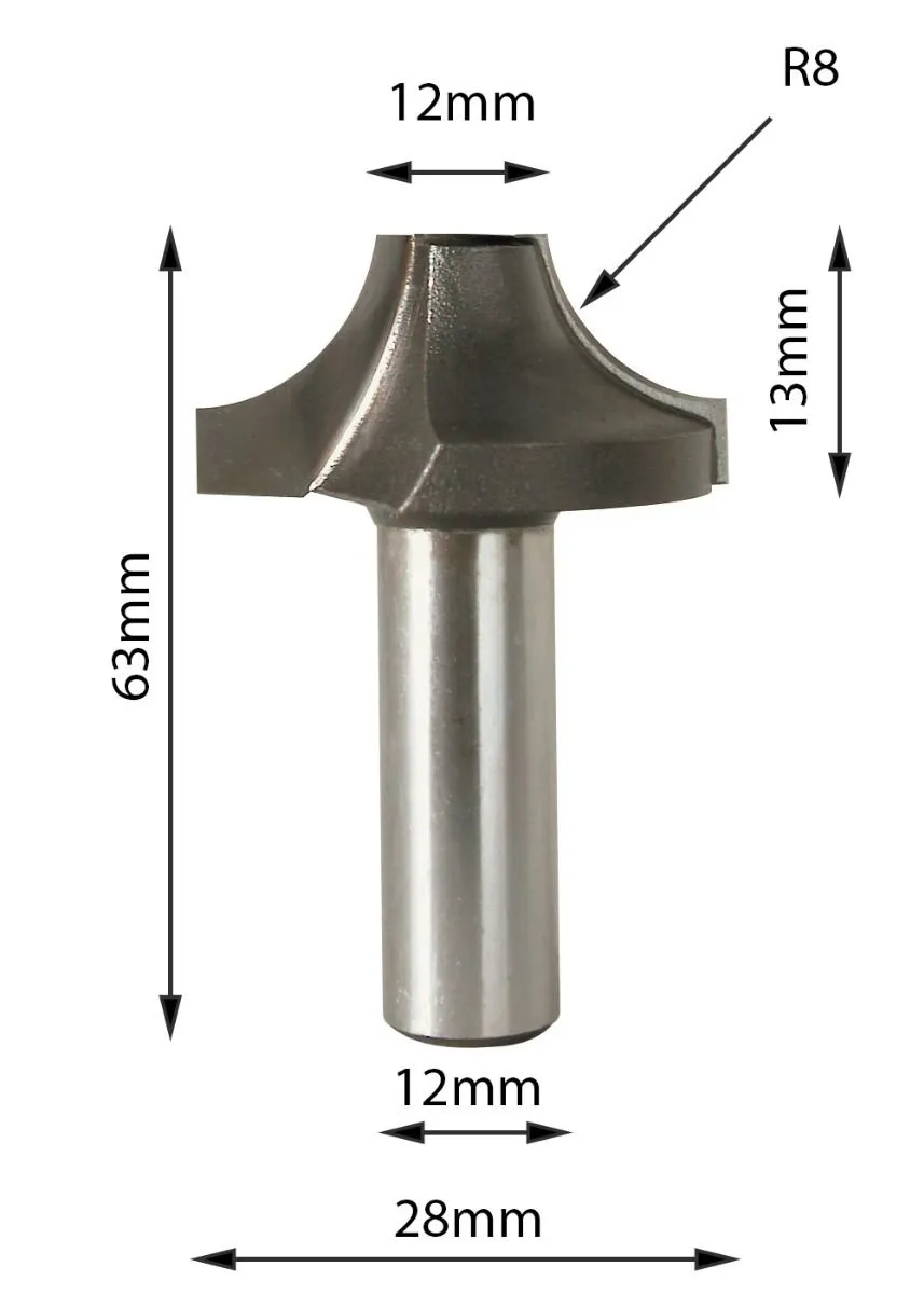 CNC glodalo za žljebove sa oblim stranicama radijus 8mm, radna dužina 13mm, prihvat 12mm FUL 32AA.080