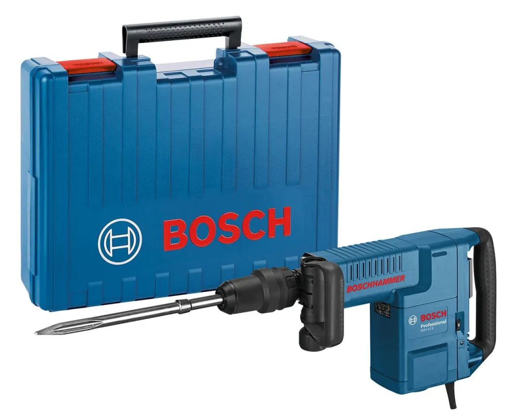 Elektro-pneumatski čekić za štemovanje Bosch GSH 11 E; SDS-max sa špic dletom u koferu (0611316796)