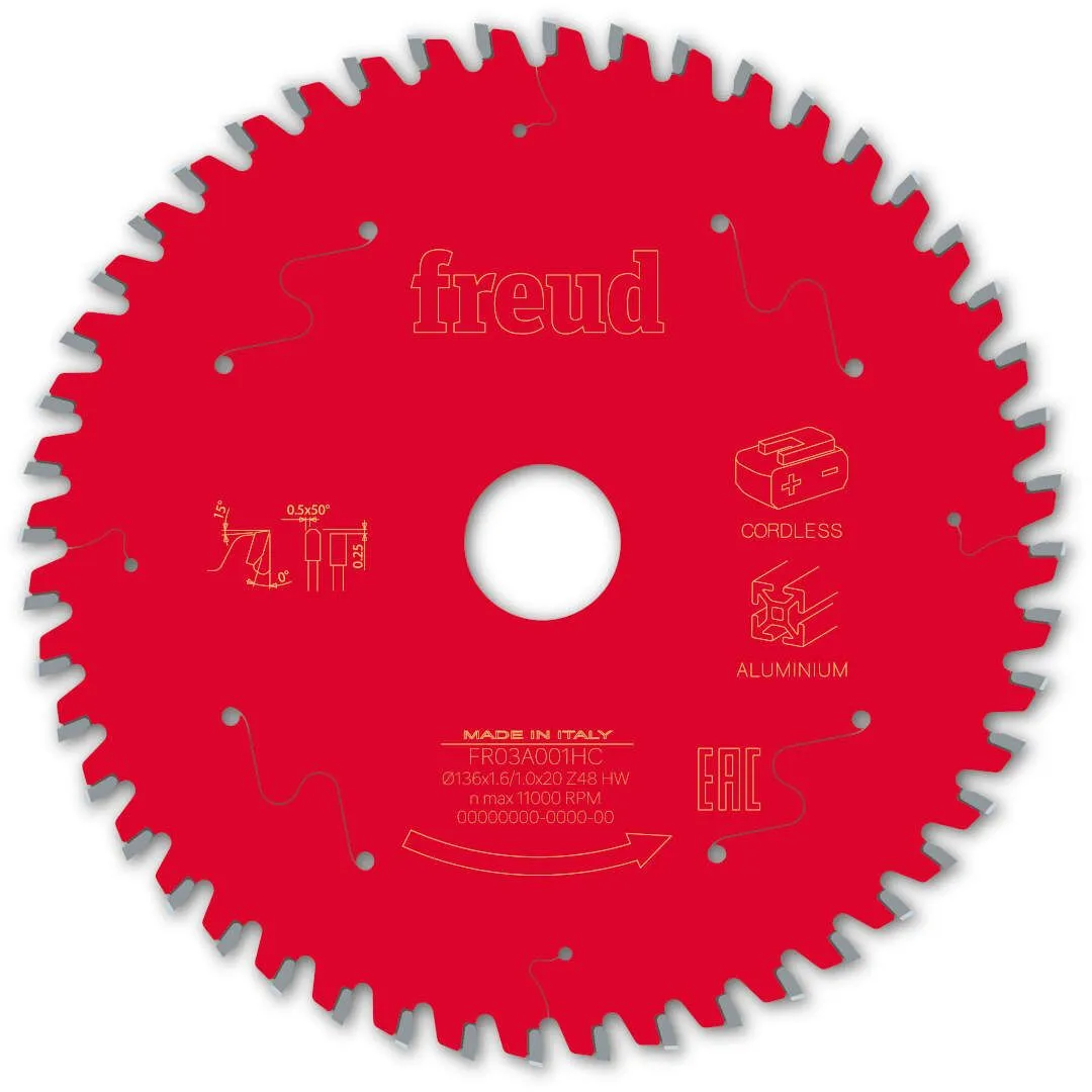 FREUD 136x1,6x20mm 48Z list cirkularne testere za aluminijum za ručne cirkulare FR03A001HC