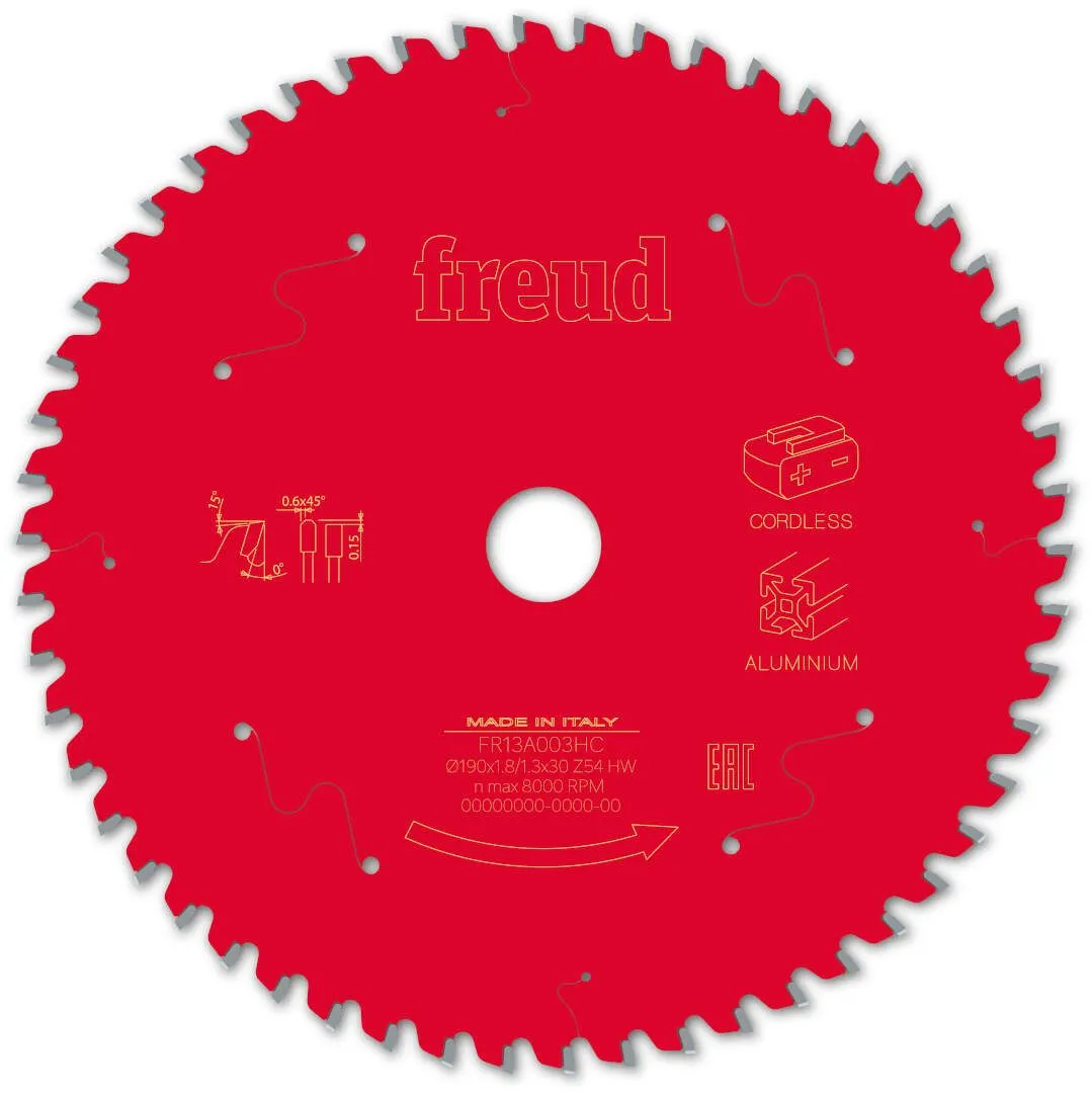 FREUD 190x1,8x30mm 54Z list cirkularne testere za aluminijum za ručne cirkulare FR13A003HC