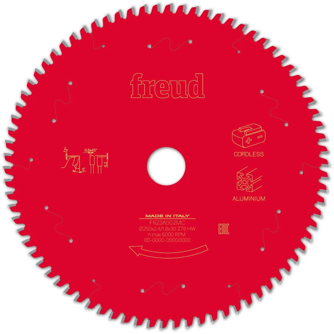 FREUD 250x2,4x30mm 78Z tanki list cirkularne testere za aluminijum za ger FR23A002MC