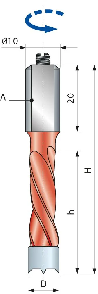Freud burgija za tiplericu 10mm; leva; dužina 70/43mm prihvat 10mm PF07MS FC3