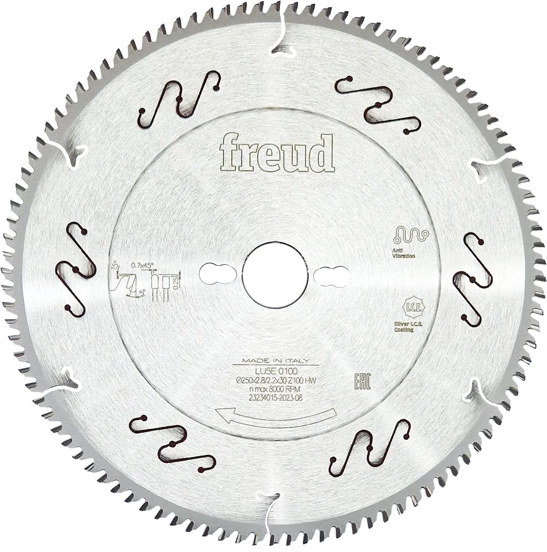 Freud tanki list testere za sečenje aluminijuma, bakra i mesinga 250x2,8x30mm 100T LU5E 0100