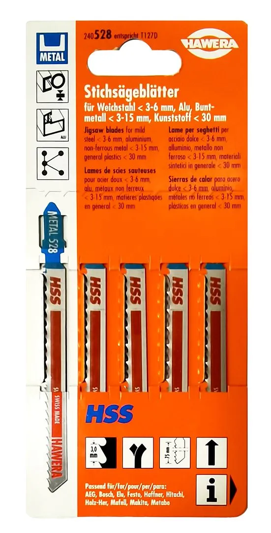 Hawera list ubodne testere Super-speed steel, HSS, meki čelik (3-6 mm), obojeni metal (3-15 mm), plastika (do 30mm) (240528)