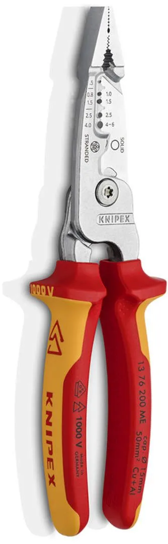 Knipex 1000V VDE izolovana kombinovana električarska klešta za skidanje izolacije 200mm (13 76 200 ME)