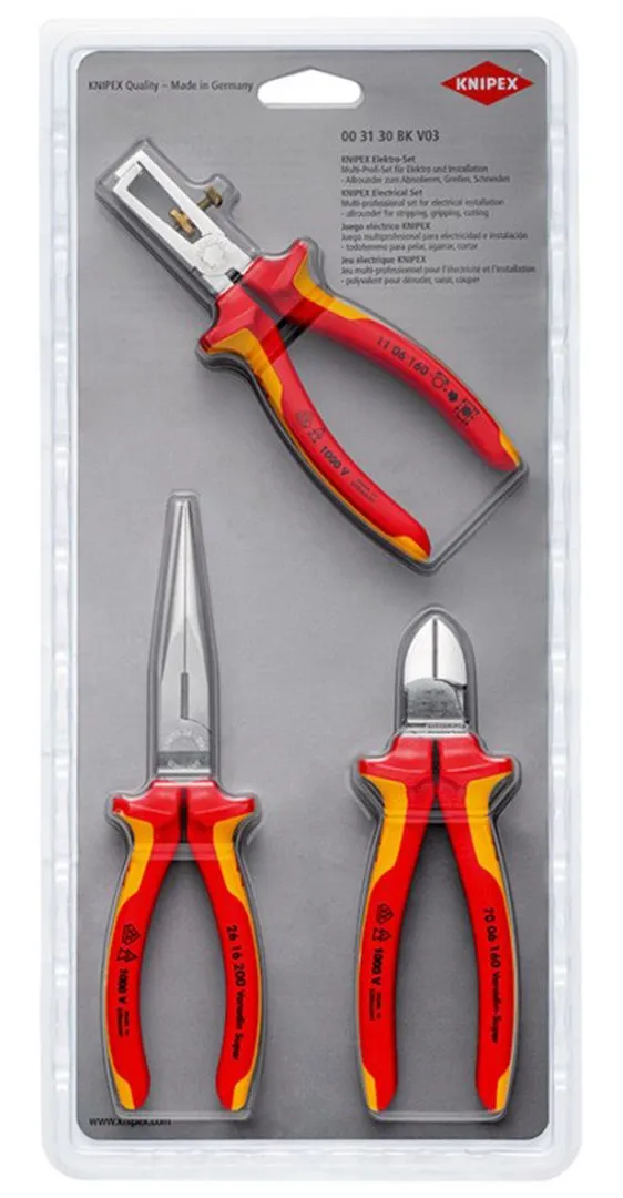 Knipex 3-delni električarski set - u blister pakovanju (00 31 30 BK V03)
