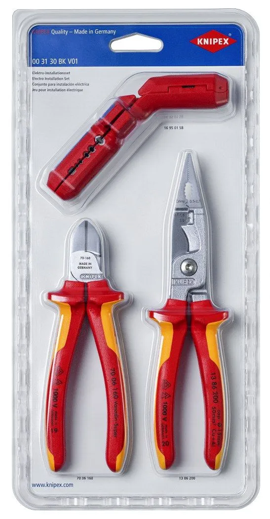 Knipex 3-delni set za električare - u blister pakovanju (00 31 30 BK V01)