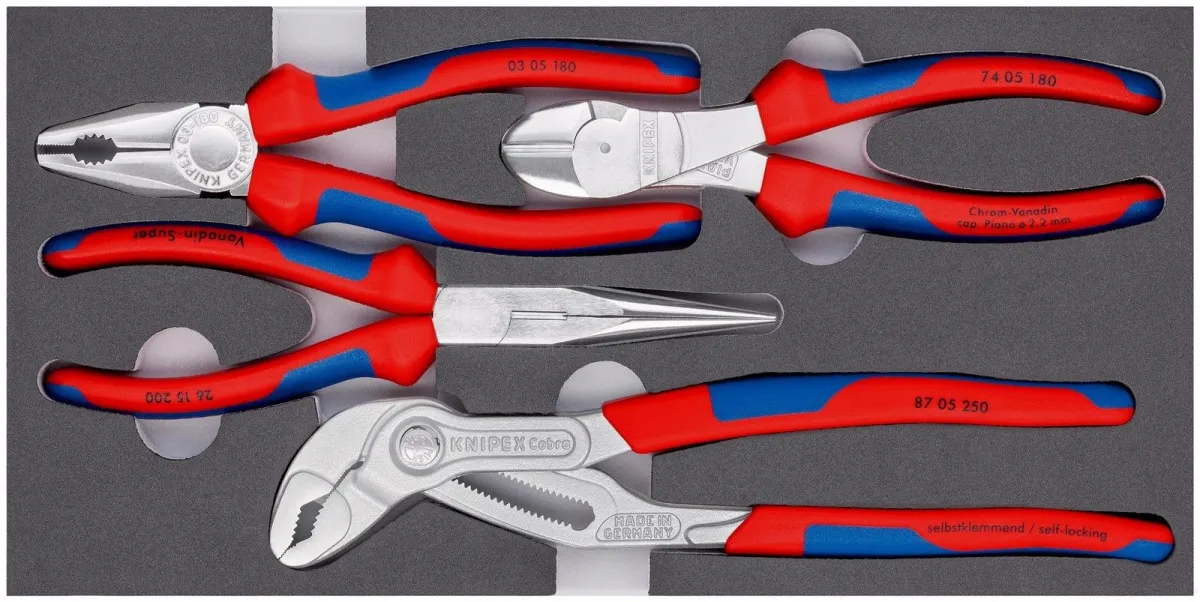 Knipex 4-delni 'Basic Chrome' set klešta u penastom pakovanju (00 20 01 V17)