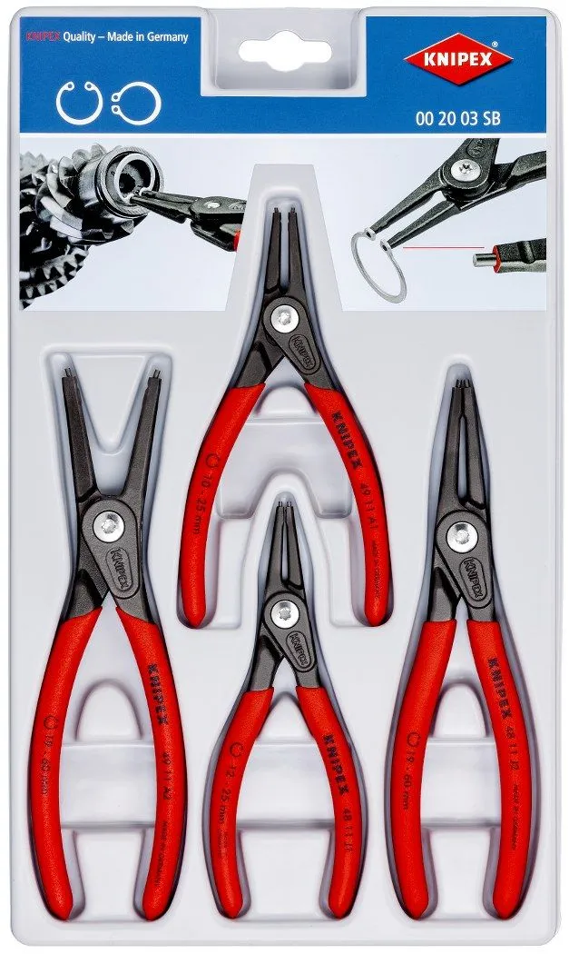 Knipex 4-delni set zeger klešta za unutrašnje i spoljašnje sigurnosne prstenove u blister pakovanju (00 20 03 SB)