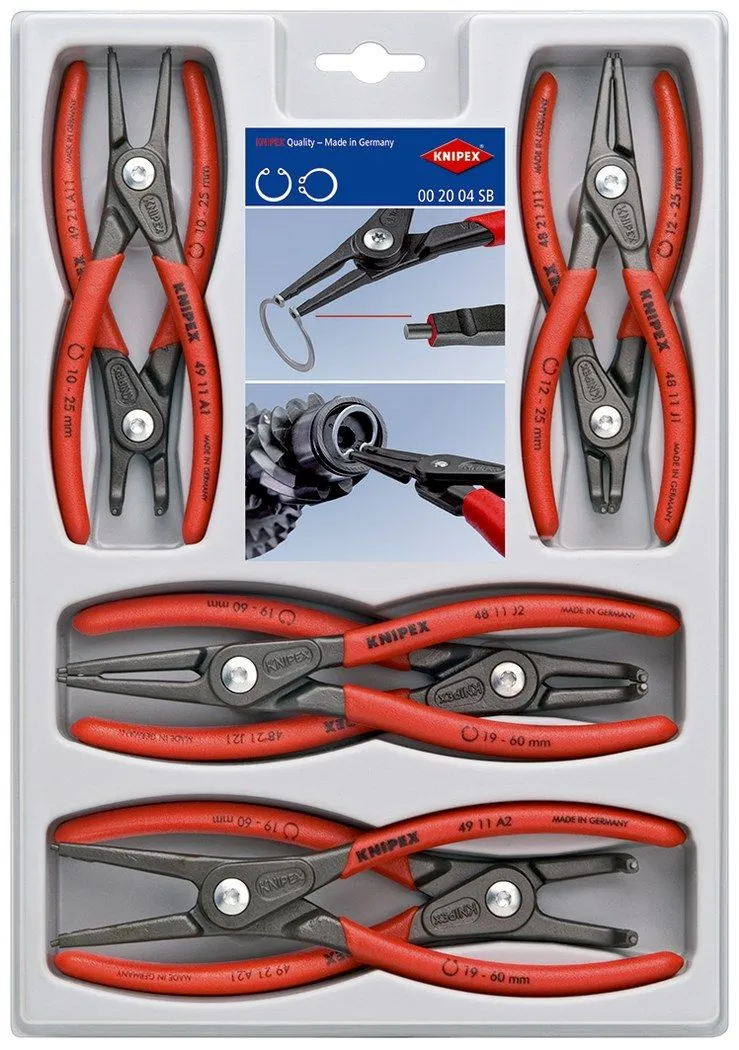 Knipex 8-delni set zeger klešta za unutrašnje i spoljašnje sigurnosne prstenove u blister pakovanju (00 20 04 SB)