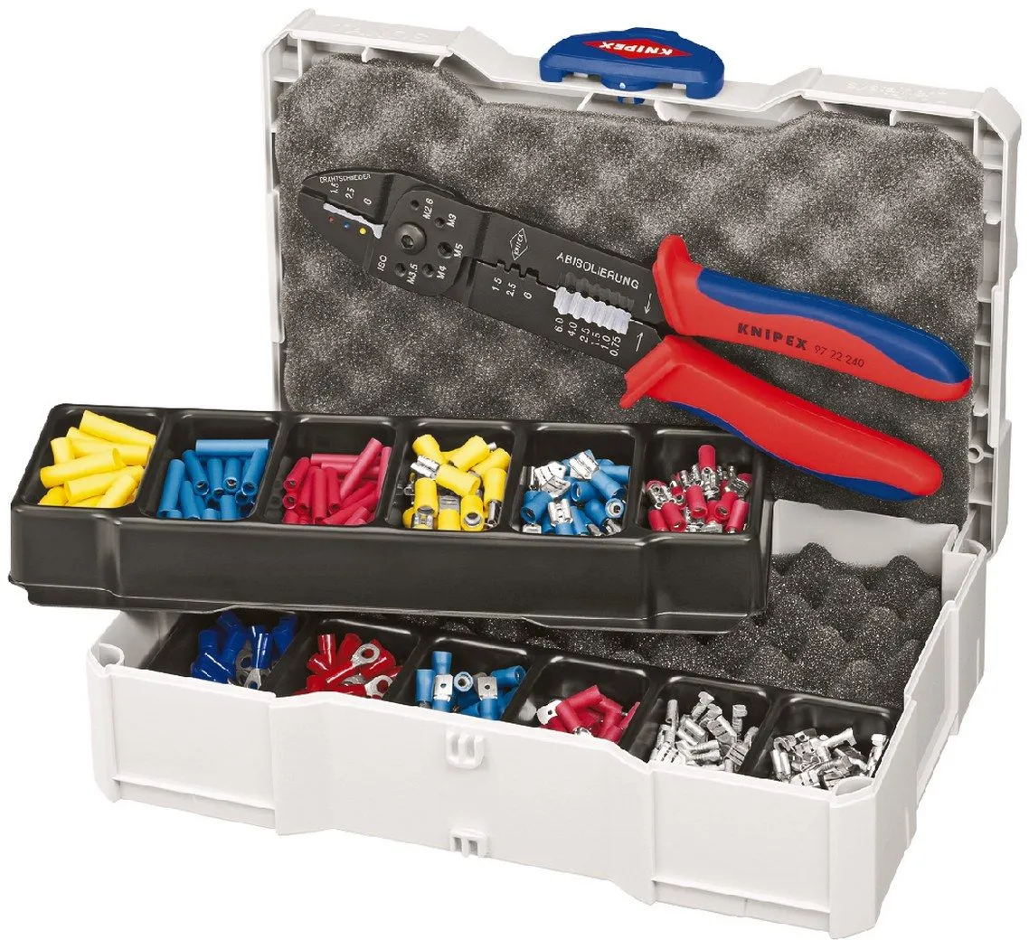 Knipex klešta za izolovane i neizolovane kablove u TANOS MINI-systainer® plastičnoj kutiji sa standardnim kablovskim konektorima (97 90 25)