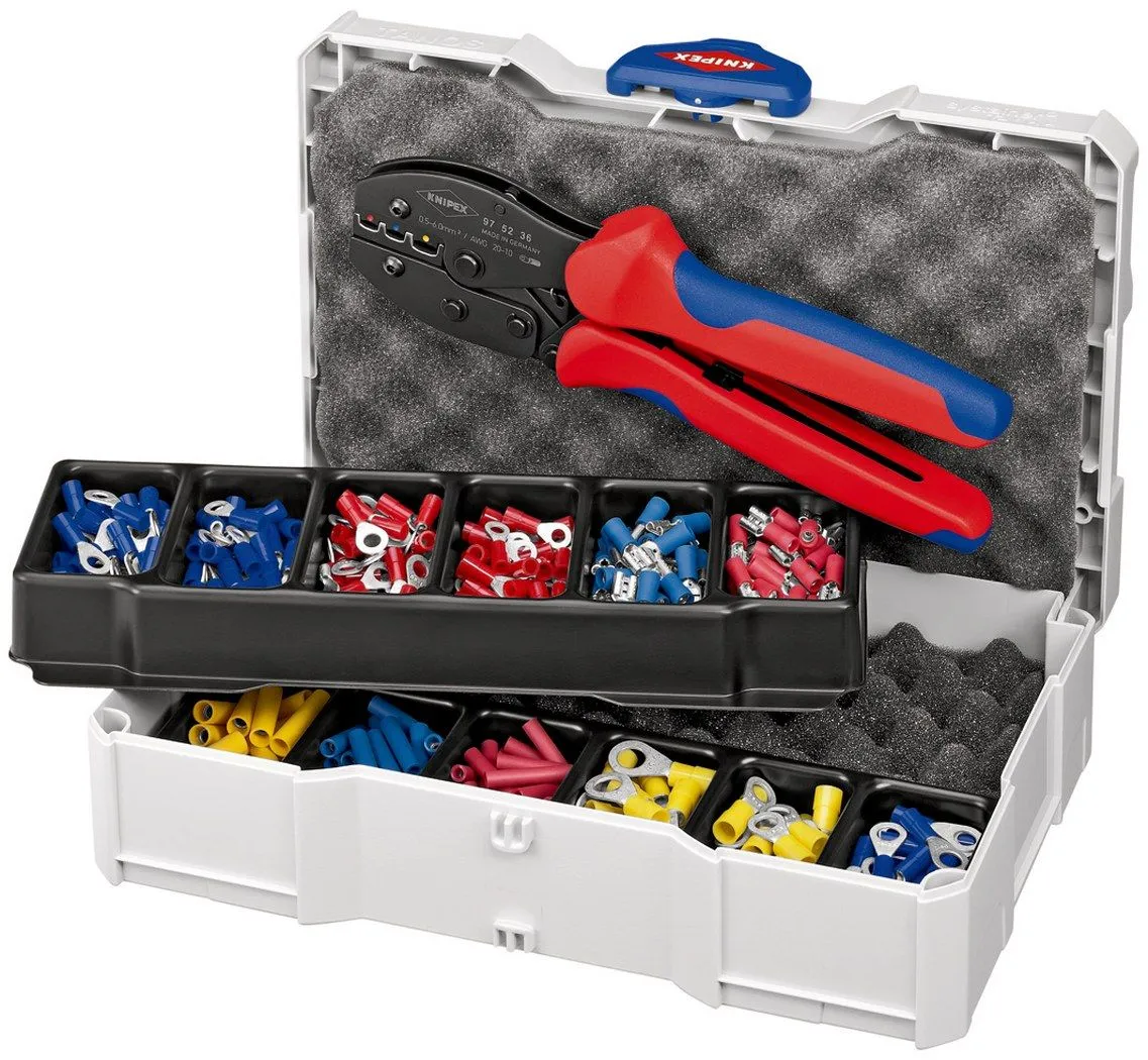 Knipex klešta za krimpovanje PreciForce® sa standardnim kablovskim konektorima u TANOS MINI-systainer® plastičnoj kutiji (97 90 21)