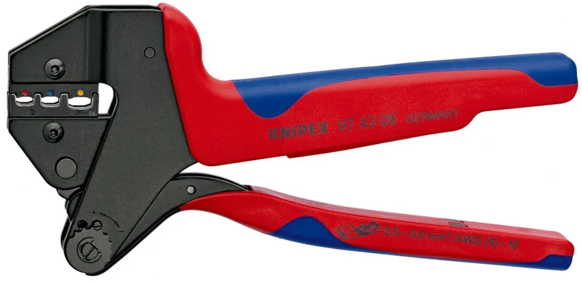 Knipex klešta za krimpovanje za izolovane kablovske stopice i konektore - sa umetkom (97 43 06)