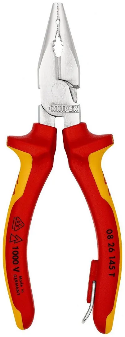 Knipex kombinovana špic klešta 1000V VDE izolovana 145mm sa dodatkom za kačenje (08 26 145 T)