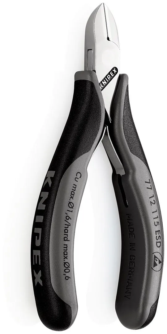 Knipex precizne dijagonalne sečice za elektroniku sa oprugom i stezaljkom za žicu 115mm (77 12 115 ESD)